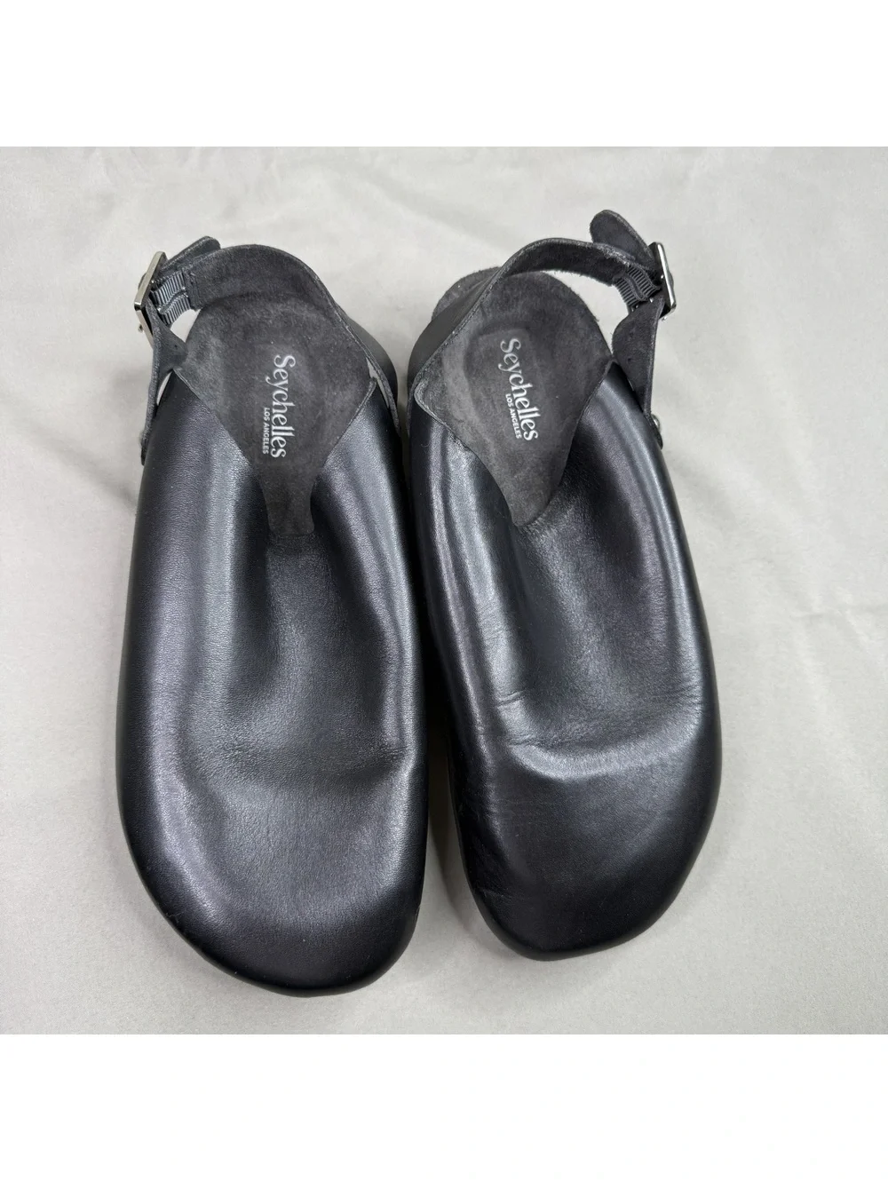 Seychelles Womens 9 Black Leather Slingback Sandals